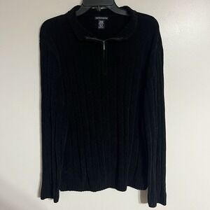 Men's Knightsbridge 100% Acrylic Ribbed‎ Quarter Zip Sweater Size XL Black